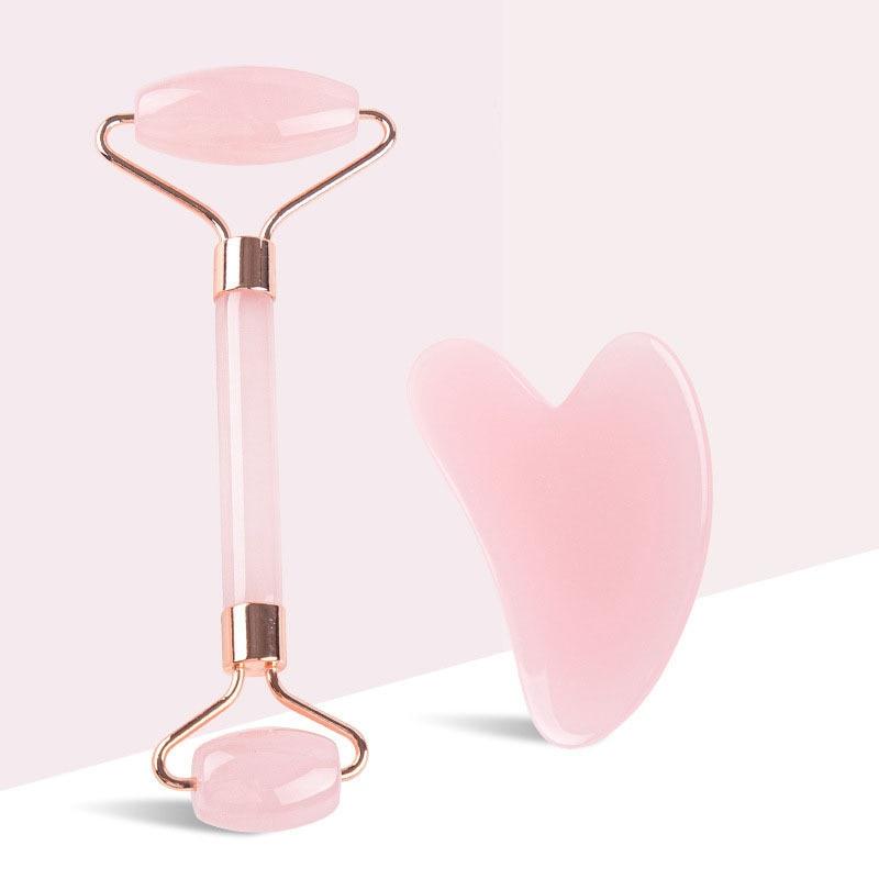 

Pink Gua Sha Roller Scraping Plate Facial Beauty Non Jade Roller Scraping Plate Massage Collection great for daily use The drum plus scraping plates