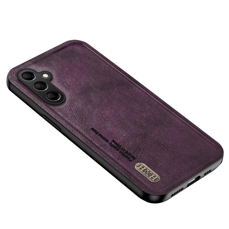 

For Samsung Galaxy A35 5G Case Retro Style PU Leather+TPU Protective Shell Purple