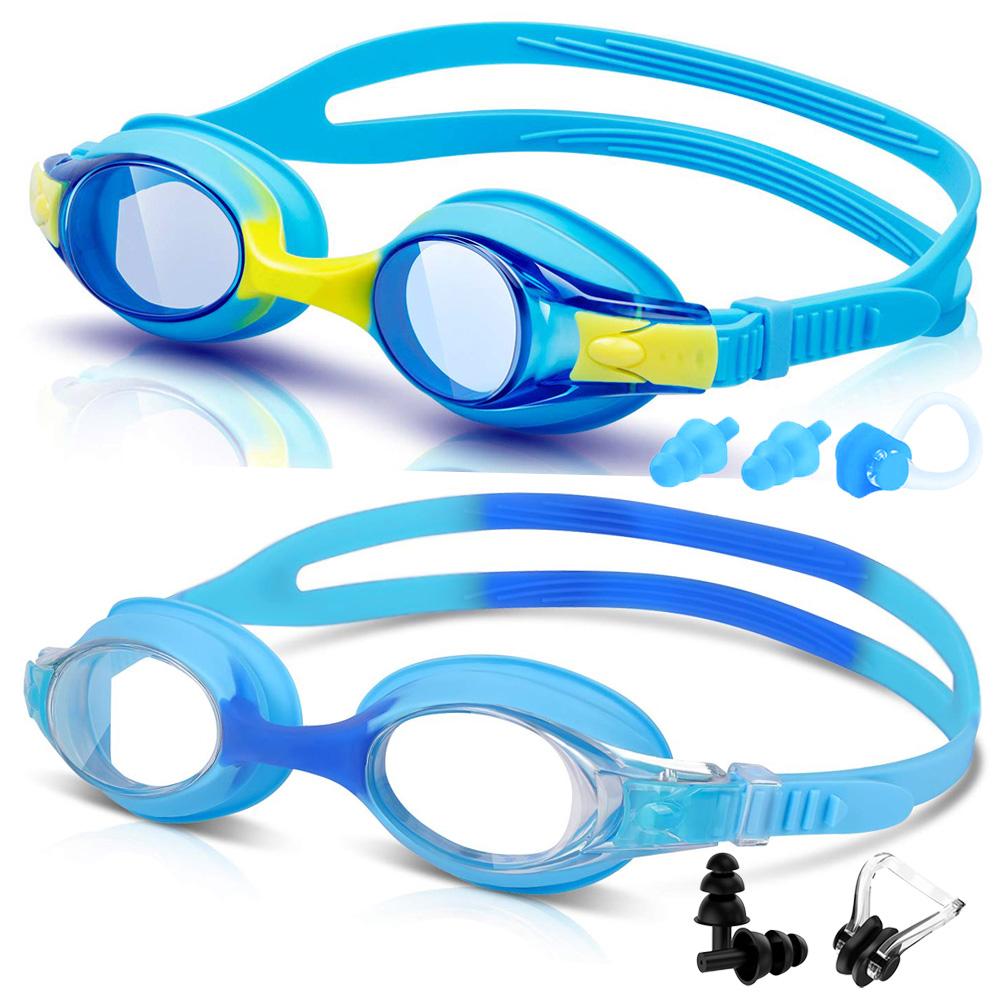 2 Pack Kids Swimming Goggles Age 3-14 Years Old Anti-fog 100% UV Protection Clear Vision No Leaking Quick Adjustable Strap
