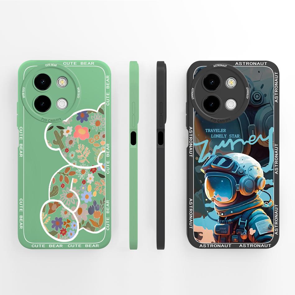 Case For Vivo Y38 Y58 T3X Y200i Y200T 5G Cute Panda Funda Soft Liquid Silicone Camera Protection Back Cover Shockproof Bumper