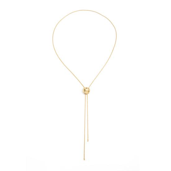 Women Y Necklace, with Pendant Tassel, Adjustable Gold Snake Bone Chain, Pull-Out Design Anti-Oxidation Alloy Jewelry
