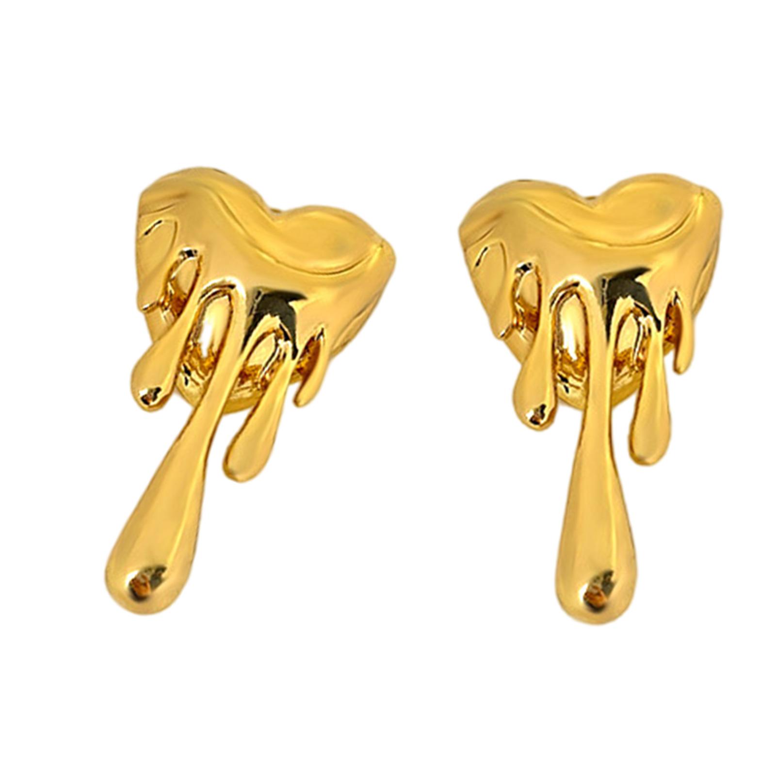 

Vintage Designs Heart Melt Earrings Artistic Heart Shaped Earrings Accessory for Women Who Love Distinctive Styles золотий