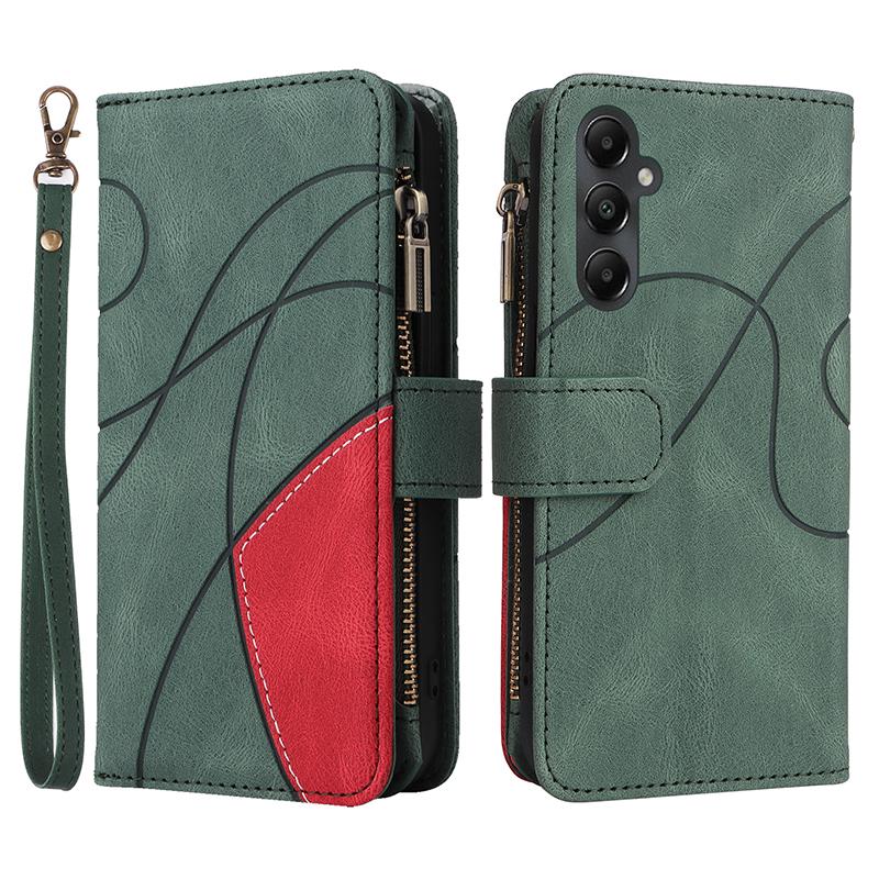 For Samsung Galaxy A05s 4G Leather Case with Strap Zipper 9 Card Slot Phone Cover Stand