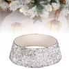 Christmas Skirt Tree Base Stand Cover Holiday Decoration Silver White Piece Bead