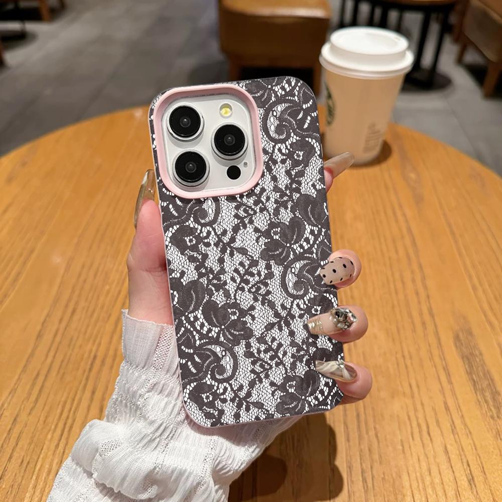 Classic White Lace Phone Case For Samsung A05S A06 07 15 16 34 35 53 54 55 S23 24 25 Ultra S24 FE A17 26 36 56 Shockproof Cover
