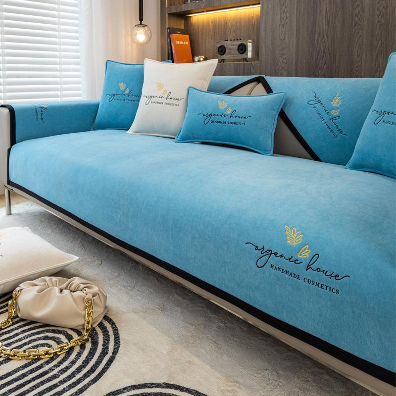 Lehká luxusní minimalistická vyšívaná podložka na pohovku Čtyřsezónní univerzální protiskluzový potah na zádovou opěrku Látka americká špičková pohovka