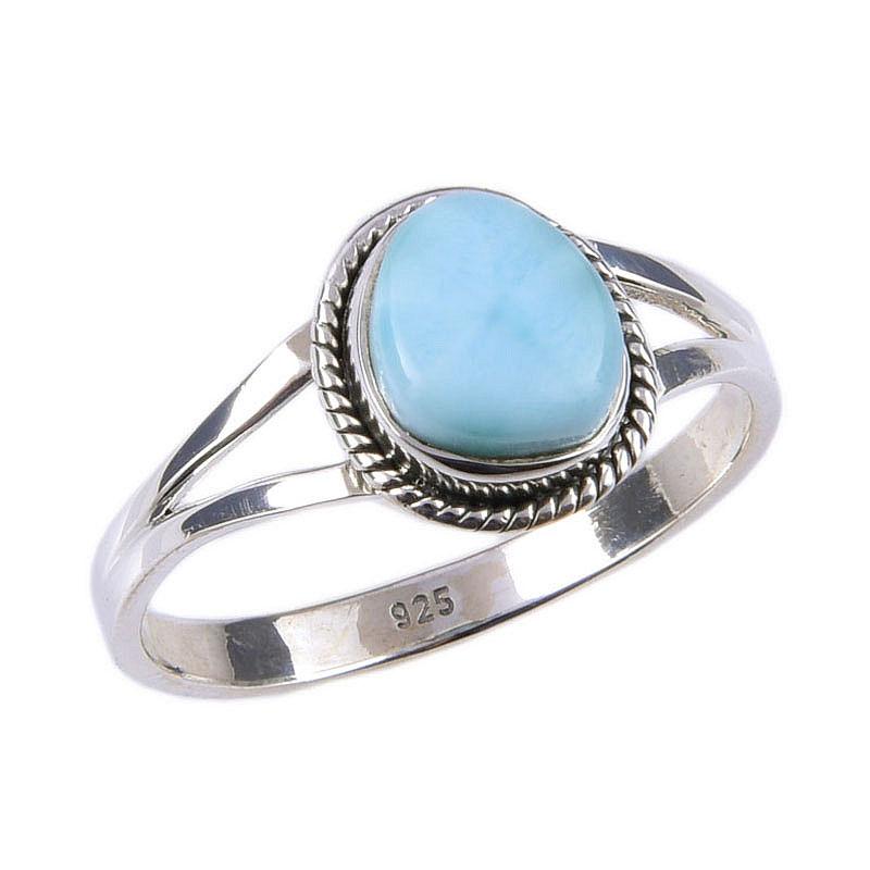 Natural Republic Larimar Gemstone Handmade 925 Sterling Silver Ring Size 10 r3K70