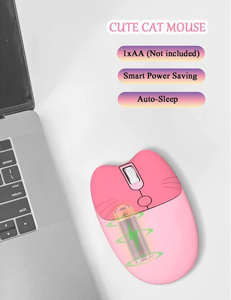 USB Trådløs Mus Søt Katt 3DPI Høy for Kvinner og Kompatibel med og MacBooks 2.4Ghz M3, Design, Stille, Energibesparende, Moduser, Presisjon, Stilig,