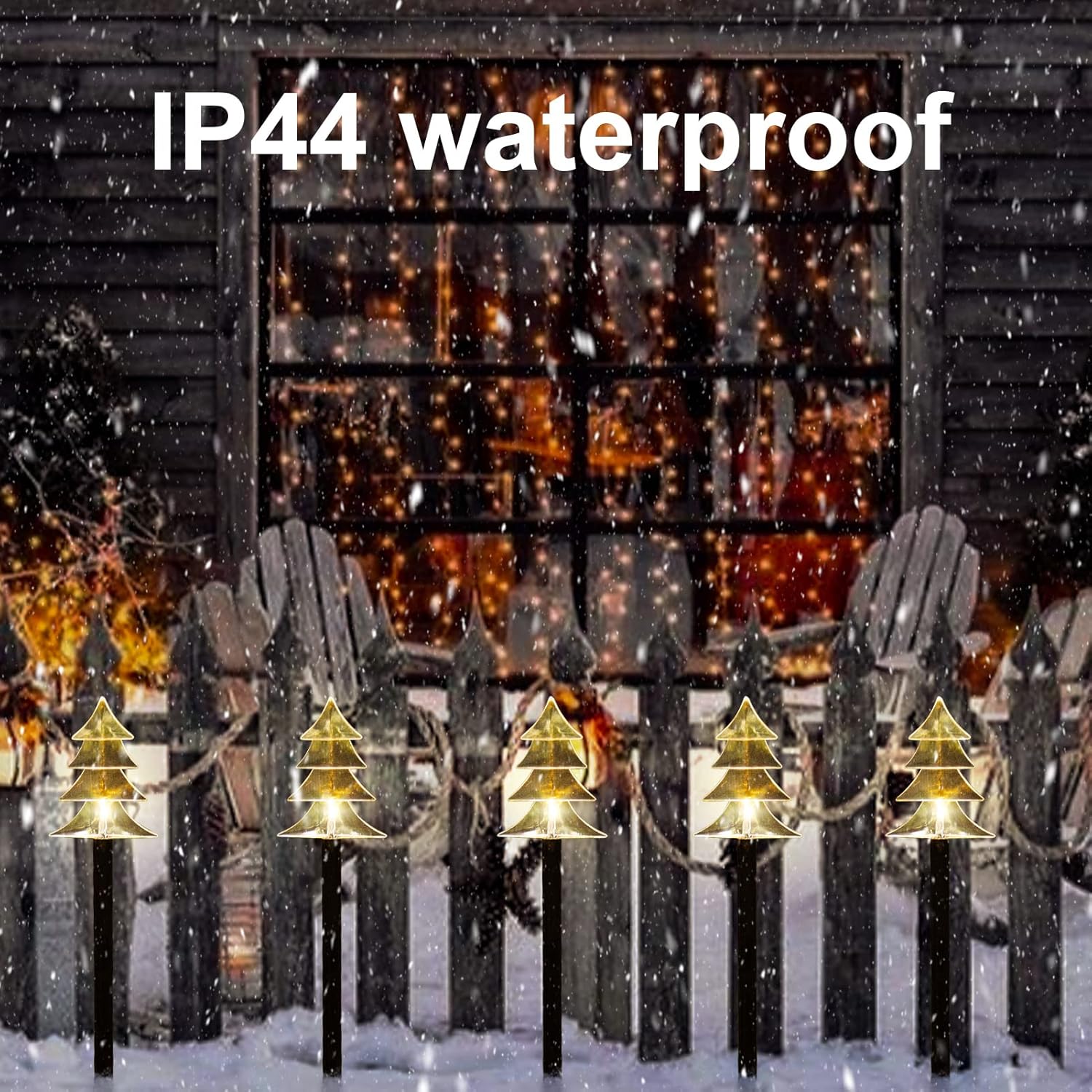 Christmas Solar Stake Lights, Set of 5 Waterproof Landscape Christmas Lights, Pathway Christmas Decorations, LED Lights for Yard Lawn Patio Walkway