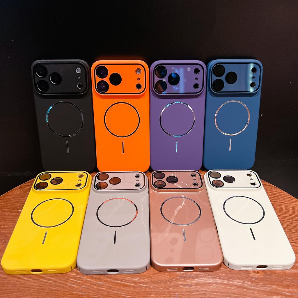 Simple Metal Thin Ring Magnetic PC Case, Suitable for iPhone16Pro Max Apple 17 Mobile Phone Case 14/15 Matte