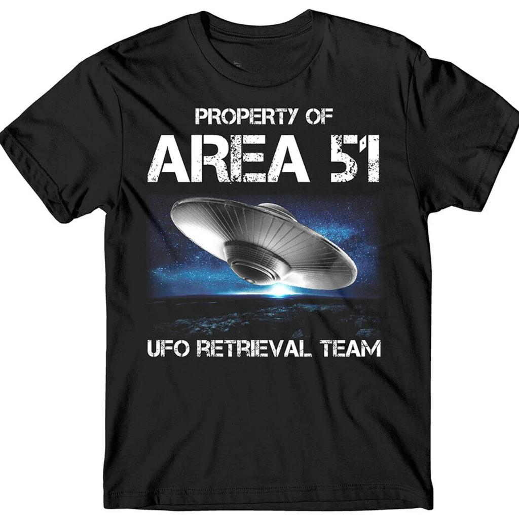 Własność Zespołu ds. Odzyskiwania UFO Strefy 51 Kosmiczny Statek Obcych Koszulka 100% Bawełna Okrągły Dekolt Letnia Krótki Rękaw Casualowa Męska Koszulka