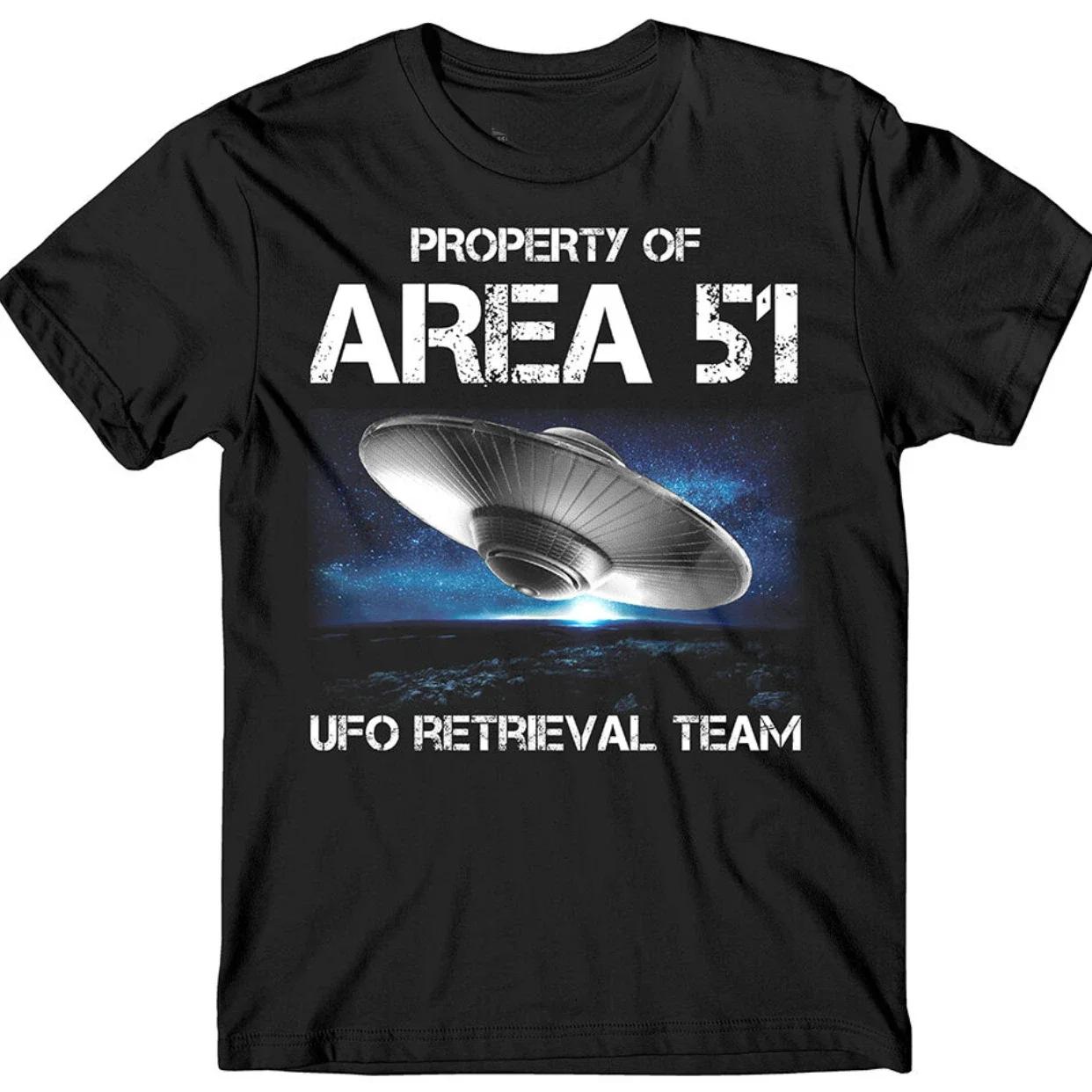 

Property of Area 51 UFO Retrieval Team Alien Spaceship TShirt 100 Cotton ONeck Summer Short Sleeve Casual Mens Tshirt S