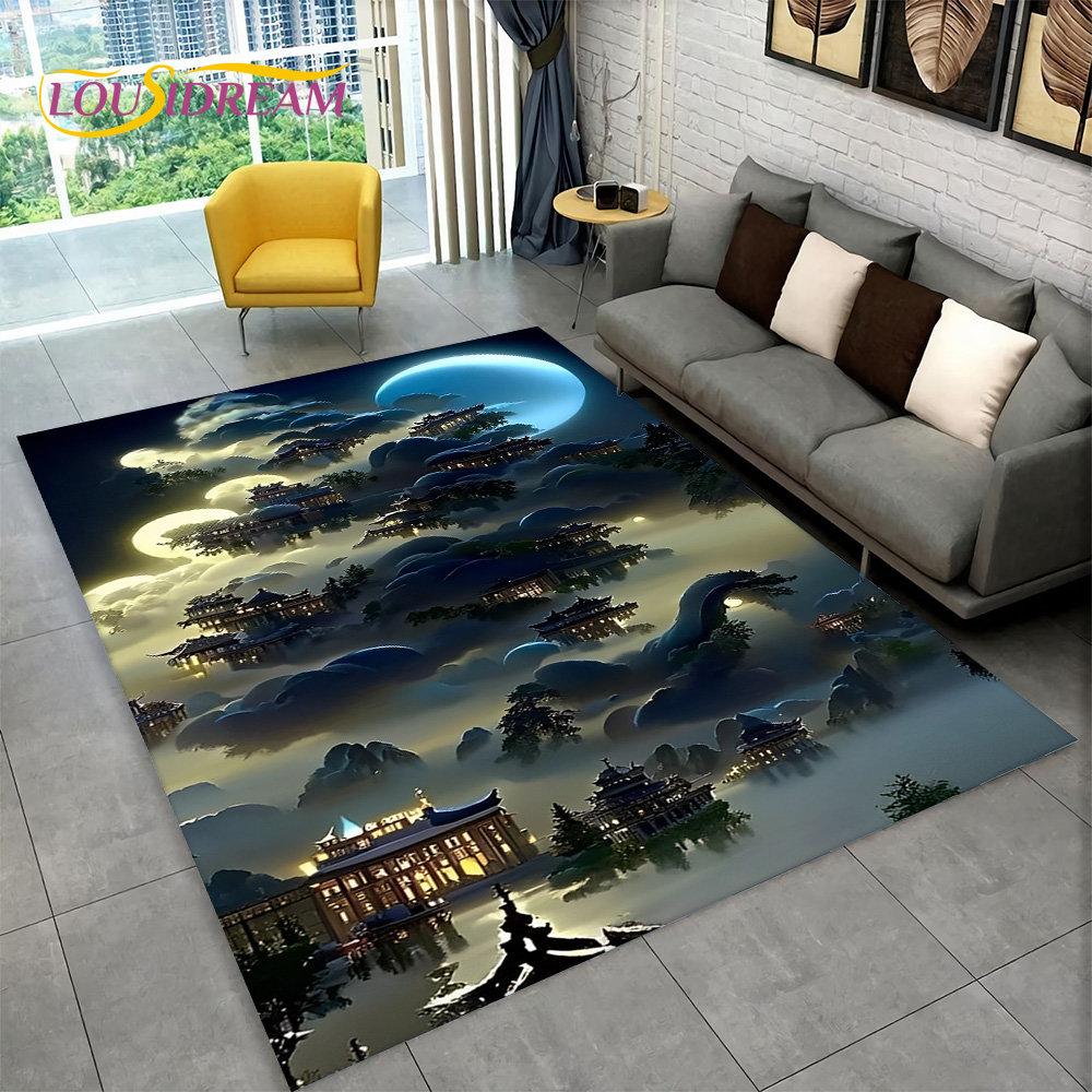 3D Beautiful Dream Magic Castle Scenic Area Rug,Carpet Rug for Living Room Bedroom Sofa Doormat Kitchen Decor Non-slip Floor Mat