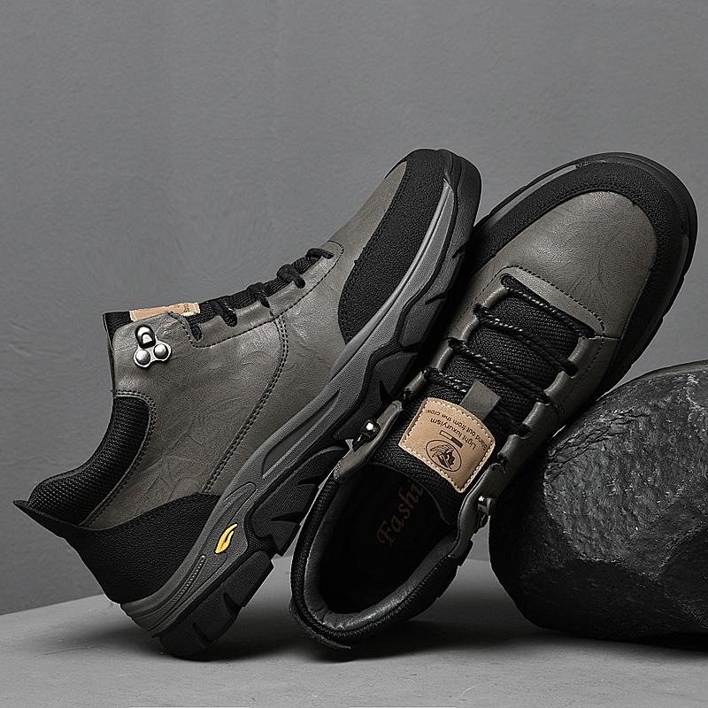 Fashion Luxury Brand Genuine Leather Mens Ankle Boots High Quality Outdoor Sneakers Fashion Treking Footwear Non-Slip Man Hiking Shoes