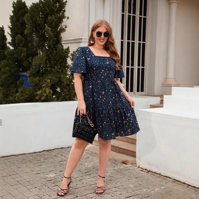 

Stamped Printed Casual Loose Dresses L червоний