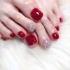 Red Rhinestone Press-On Toenail Art Stickers