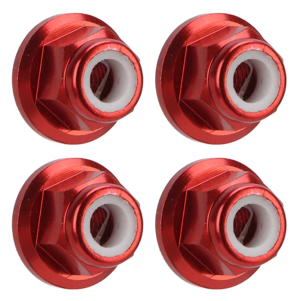 4Pcs RC Car Nuts M4 Aluminum Alloy 4mm Inner Diameter RC Car Accessory for 1   10 Remote Control VehicleRed