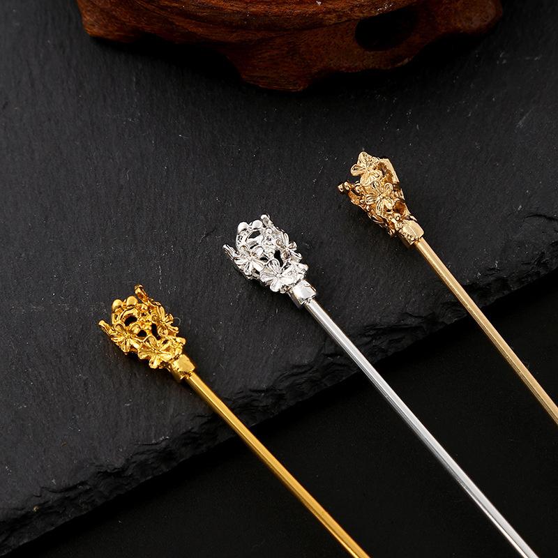 10pcs Women Vintage Hairpin Copper Rhinestones Hair Stick Chopstick Smooth High Quality Wedding Party Prom Night Hair Accessory