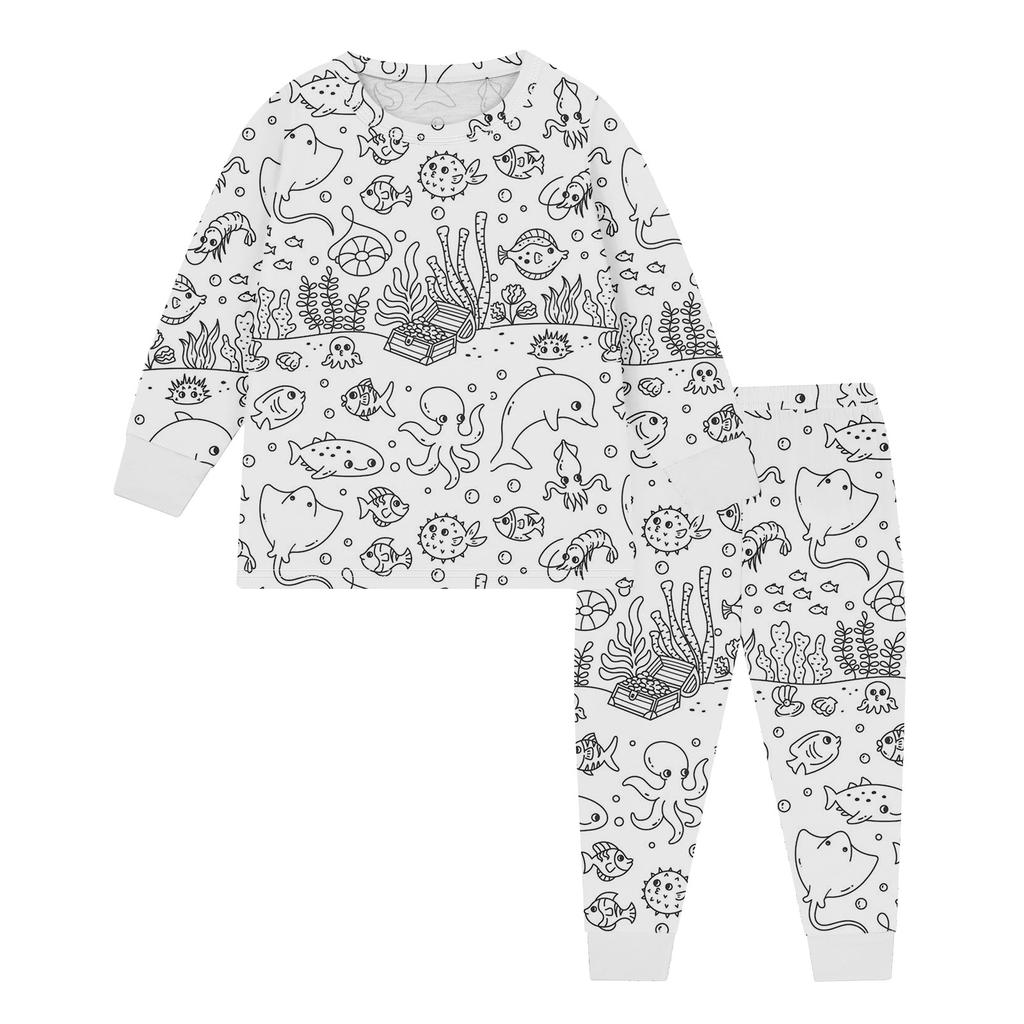 Kinder Homewear Set Skizze Färbung Spaß Hand bemalt Home Kleidung Pyjama Set
