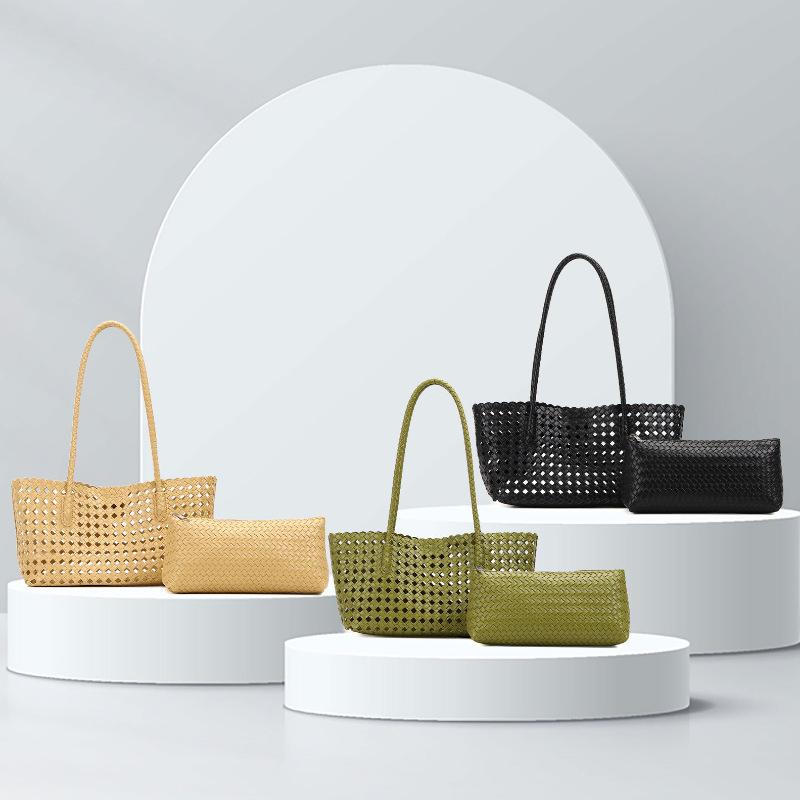 Hollow Woven Vegetable Basket, Large Capacity Commuting Handle, Mother Bag, Niche Trend, High-end Feeling, Single Shoulder Armpit Bag