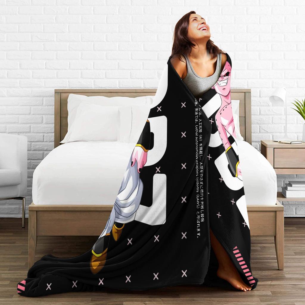 DBZ Blankets Coral Fleece Plush Decoration Kid Buu Multi-function Super Warm Throw Blankets for Bedding Car Rug Piece