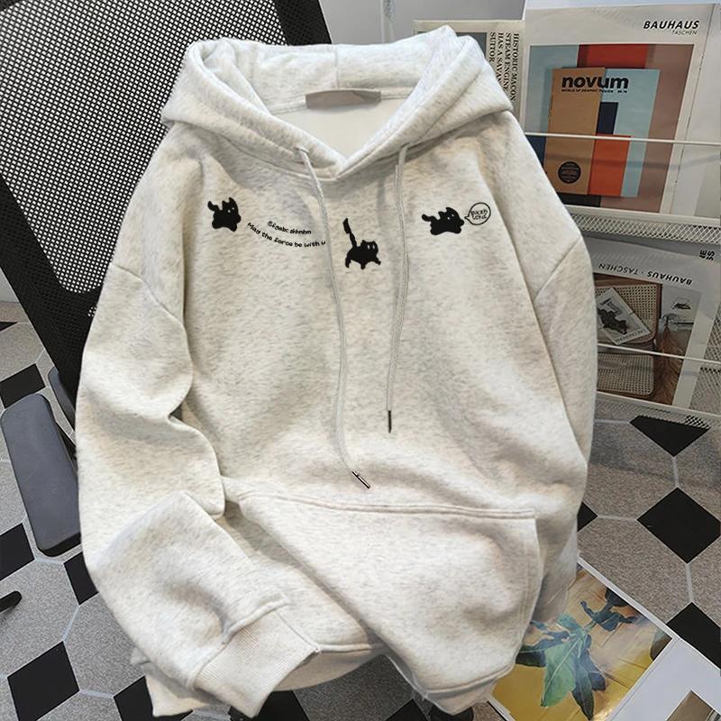 American Vintage Hooded Sweatshirt for Women 2025 Autumn/winter New Design Sense Printed Loose Pure Cotton Fashion Top