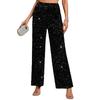 Black Navy Blue Velvet Sequin High-Waist Wide-Leg Party Pants
