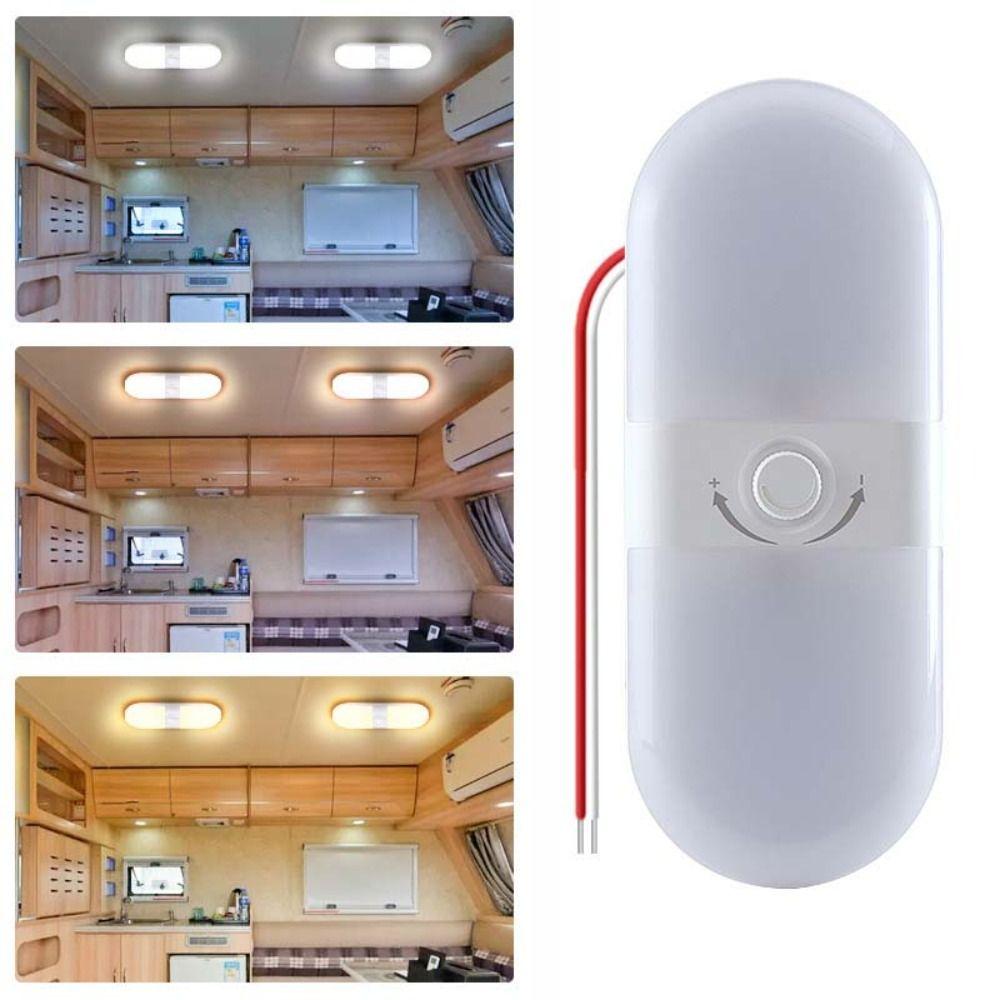 12-24V Caravans Ceiling Lamp 3 Color Dimmable Dome Night Lights Universal RV LED