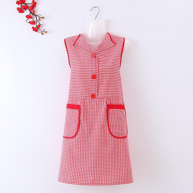 

Женский дышащий хлопковый жилет-фартук с лацканами - симпатичный, антимасляный кухонный модный waistcoat красный