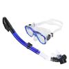 Adults Snorkel Set AntiFog Diving Cover Tempered Glass Goggles with Dry Top Snorkel Tube(Blue )