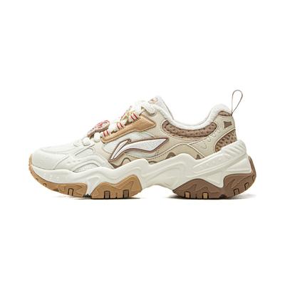 Li Ning Brown Sugar Cushioning Slip Resistant Abrasion Resistant Support Rebound Low Top Casual Shoes Women's Khaki AGCV368-5