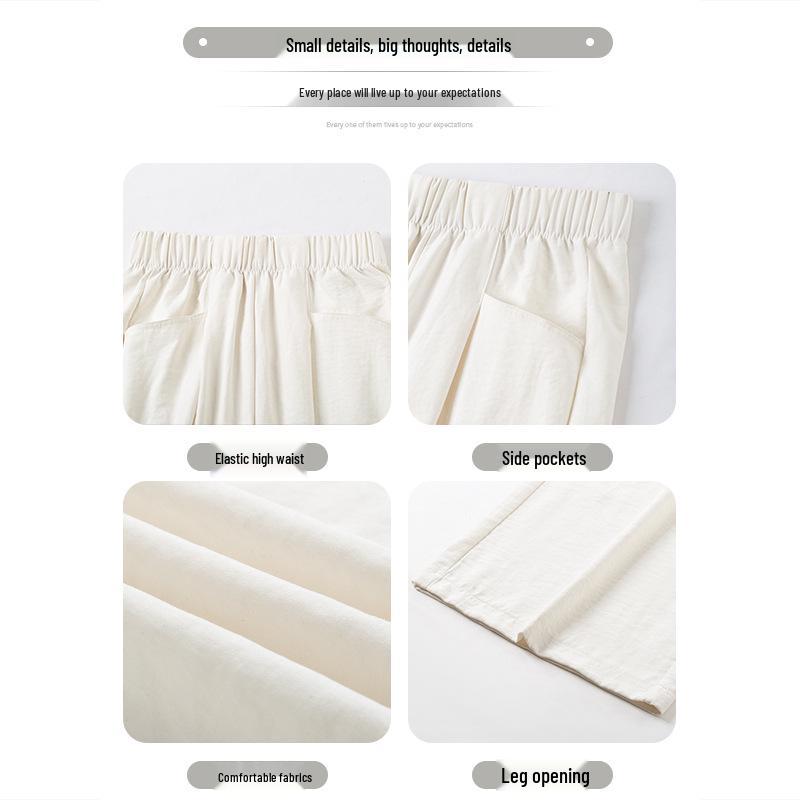 2025 Women's Blue Glutinous Rice Lazy Loose Wide-Leg Pants: Petite, Slimming, Summer Drape Design