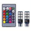 2X Auto Interior Decoration LED T10 W5W Atmosphere Car Light RGB Remote Controller Colorful Reading Door Side Marker Tail Backup