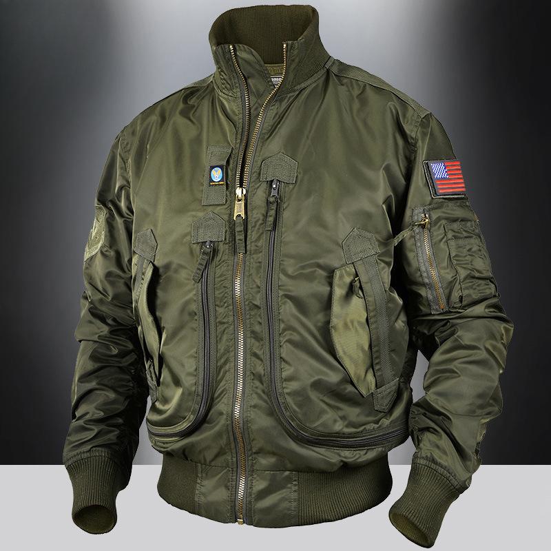 Baseball Collar Flying Jacket Autumn and Winter Air Force Pilot Single Jacket Men's Baseball Uniform Short Tactical Stand-up Jacket Men