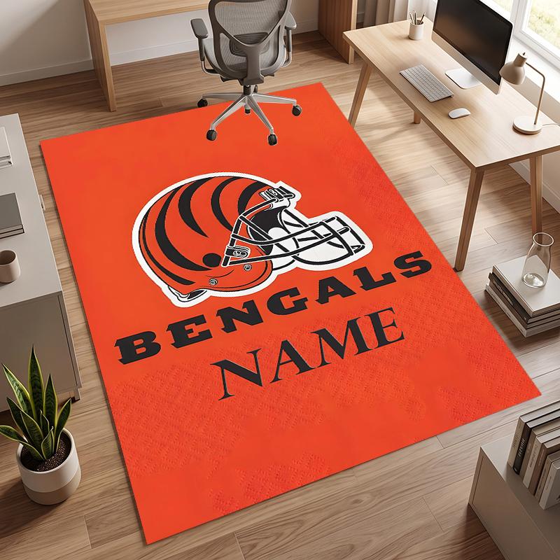 Cincinnati Bengals (1) Personalized Name Office Carpet Stylish Decor for Living Room Bedroom Kitchen