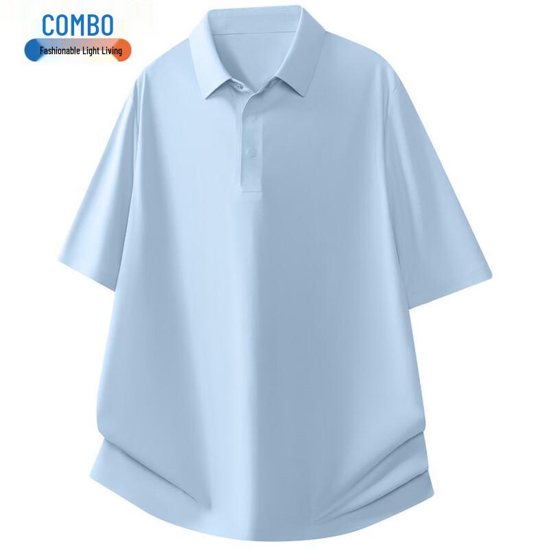 Men s Solid Color Casual Polo T-Shirt 4XL