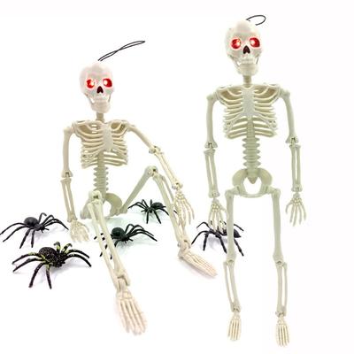 40cm Halloween Leuchtendes Skelett mit Geräusch Lustiges Halloween Bewegliches Skelett Lebensecht Festival Simuliertes Menschliches Skelett