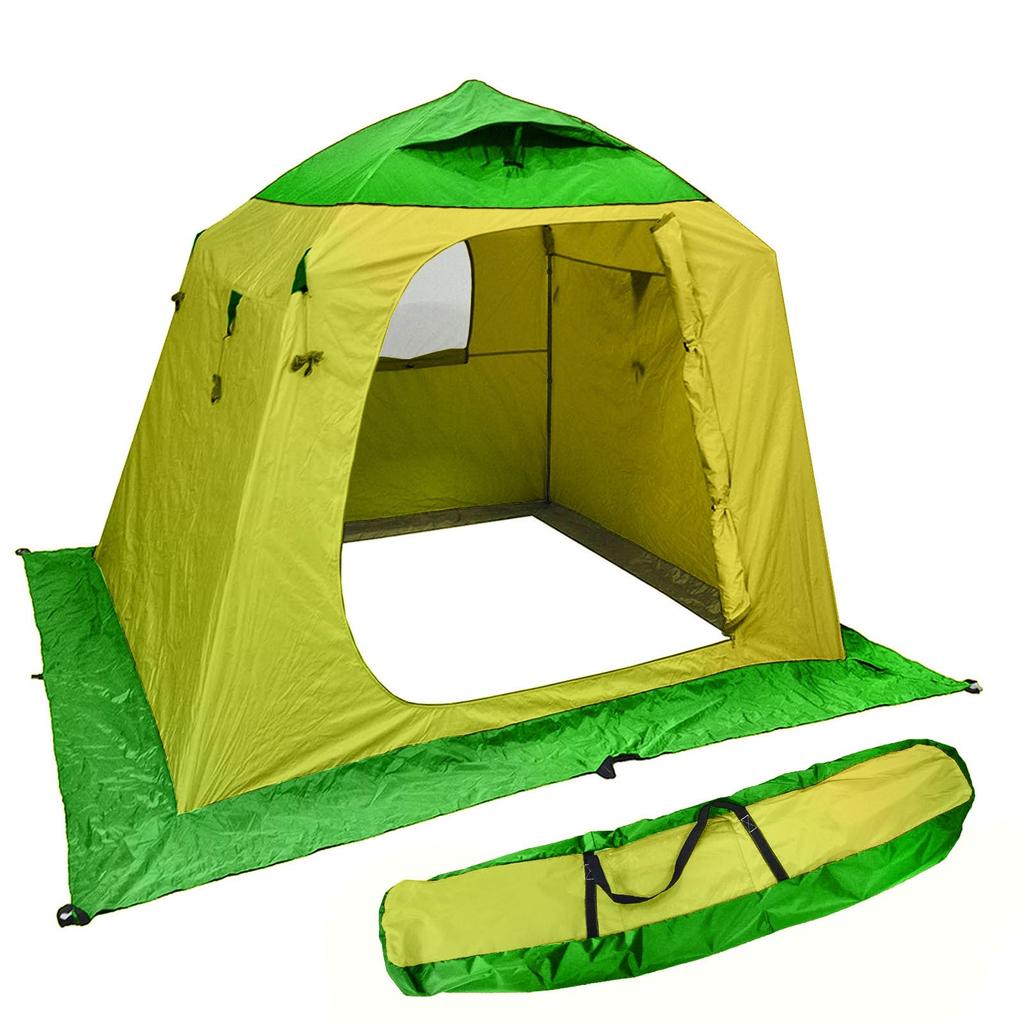ANDGOAL Smelt Fishing Includes Storage Easy Tent, 4-Person, One-Touch Pop-Up Tent, 1.7x2.35x2.35m, Bag, Setup, Lightweight, Outdoor, Yellow/Green