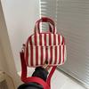 New Women's Striped Canvas Fashion Art Bag Handbag Small Cloth Bag Work Bag Women's Versatile Handbag Bag