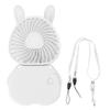 Portable Neck Hanging Fan Foldable USB Rechargeable Mini Handheld Cute Bunny Desk Fan with Lanyard for Office Outdoor