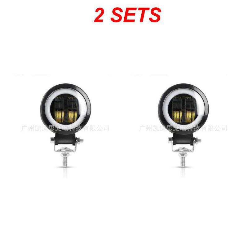 2/1Pcs 12V-80V Waterproof Round Angel Eyes LED Light Portable Spotlights Motorcycle Offroad Truck Driving Car Boat Work Light