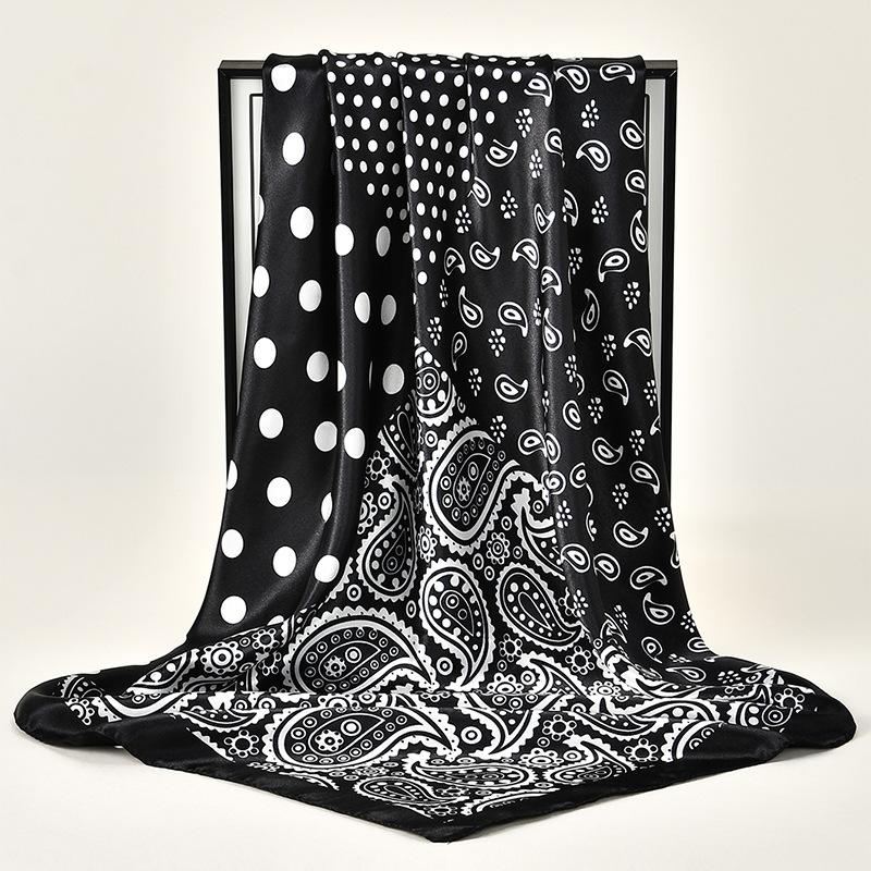 

Luxury Brand Paisley Print Square Scarf Women Soft Satin Shawls Neckerchief Wrap Scarves Bandana Hair Hjiab 90x90CM
