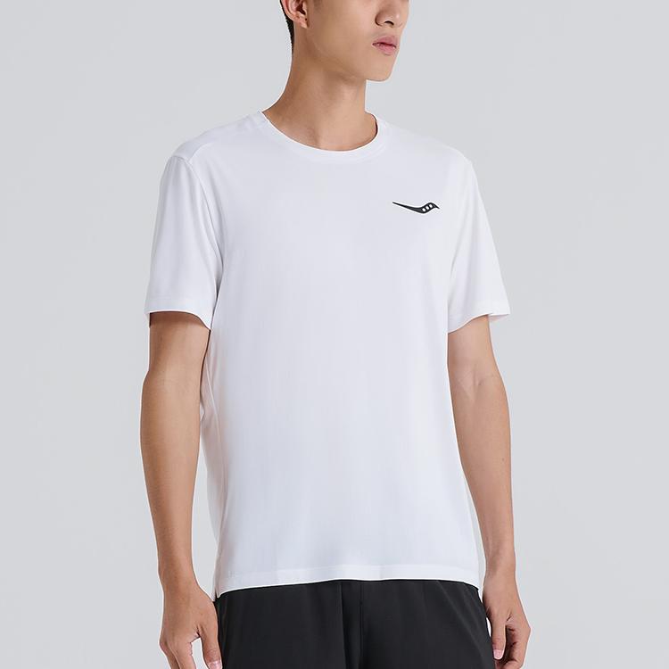 Saucony Logo Print Breathable Casual Round Neck Short Sleeve T-Shirt Men T-Shirts Pearl-White SC2229224-1