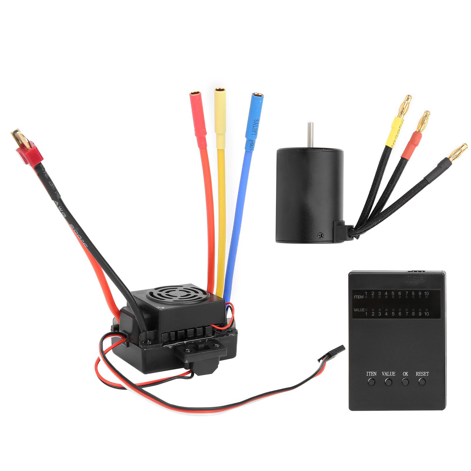 

3650 3100KV Brushless Motor 60A Brushless ESC Program Card Parts Set for 1/10 RC Car