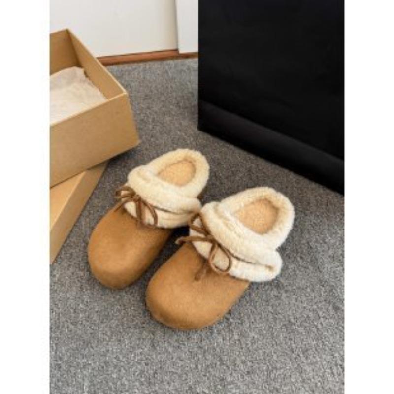 

New autumn and winter thin and velvet women s outer wear thick-soled pedals, fluffy and comfortable versatile bag head cotton mop 40 коричневий