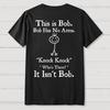 Bob Has No Arms Knock-Bob Funny Back Printing Cotton Summer Casual Cool Loose T-Shirt