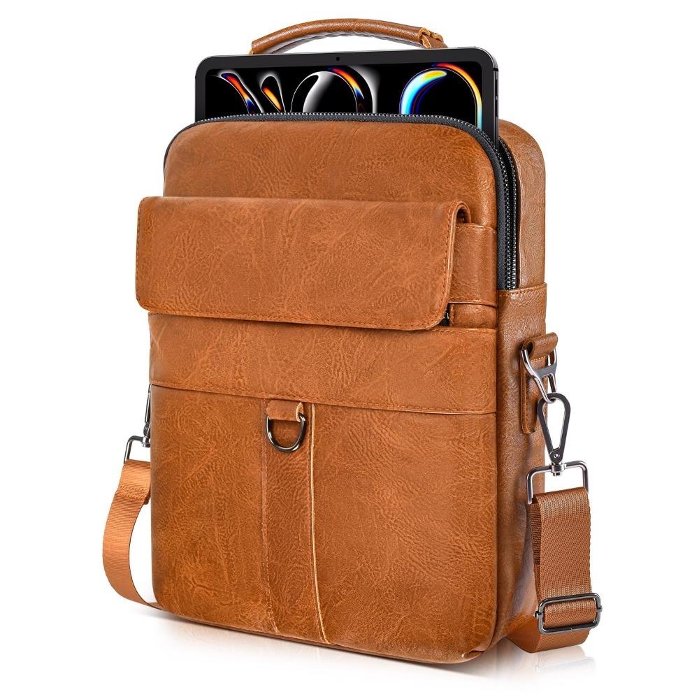 

New 10-14.1inch Tablet Case Adjustable PU Leather Laptop Sleeve Case with Shoulder Strap Waterproof Laptop Shoulder Bag 13.6-14.1inch коричневий
