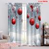 2pcs,2D Plane Printing Creative Curtains Christmas Balls Snow Scene Durable 100% Polyester Fabric (without Rod) Decorations For