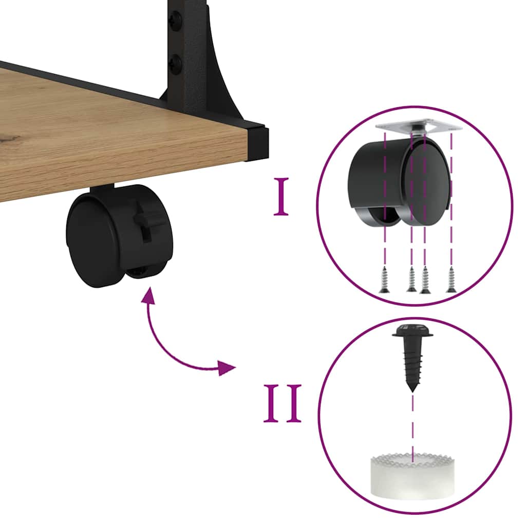 Printer Stand Artisan Oak 43 X 48 X 64 Cm Particleboard