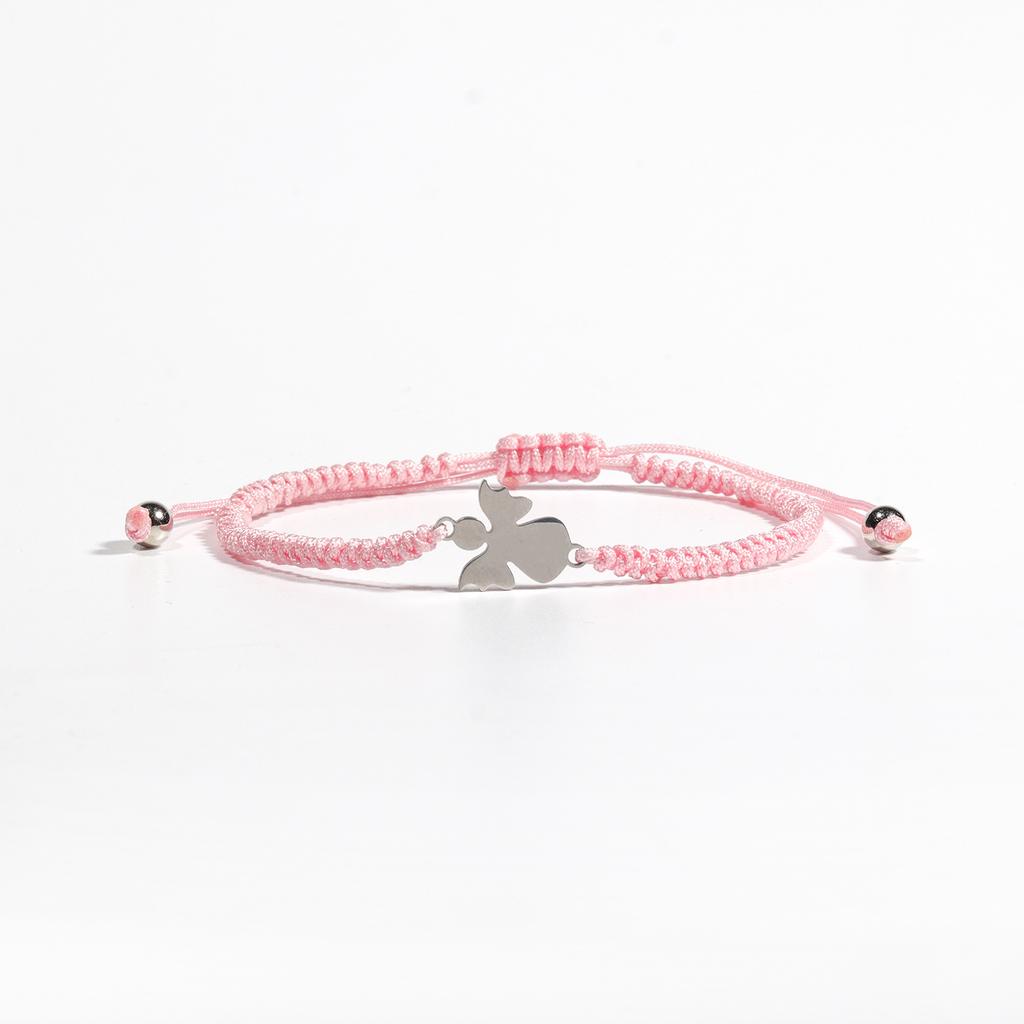 New Stainless Steel Angel Bracelet Handwoven Women's Adjustable Black Red Pink Woven Angel Bracelet